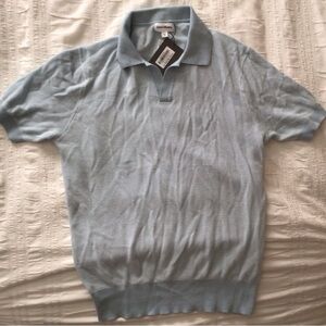 Light Blue & White Birdseye Polo Shirt (L)